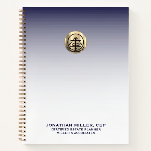 Professional Navy Blue Gold Logo Notebook
