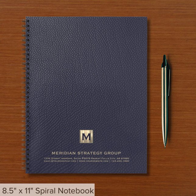 Professional Navy Blue Gold Monogram Notebook (Creator Uploaded)
