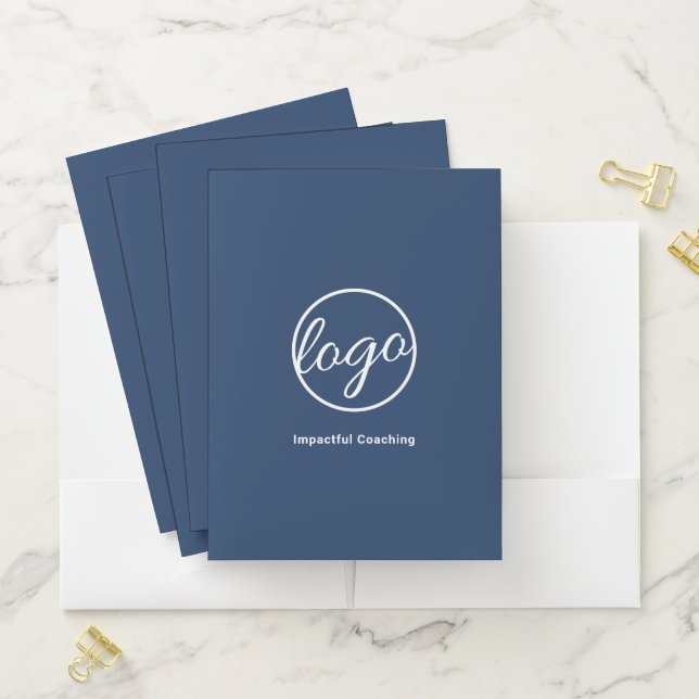 Professional Navy Blue Logo Business Pocket Folder (In Situ)