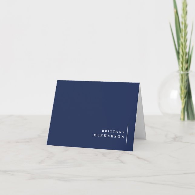 Professional Navy Blue Message Thank You Card (Front)