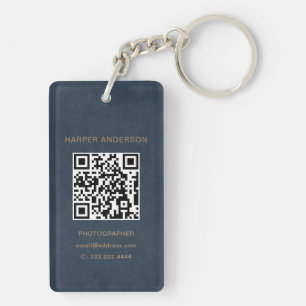 Professional Navy Blue Modern Minimalist  Keychain