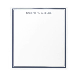 Professional Navy Blue Personalized Name Template Notepad