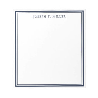 Professional Navy Blue Personalized Name Template Notepad