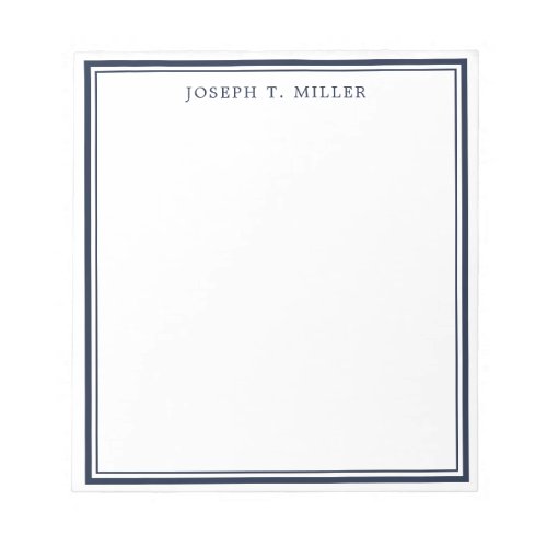 Professional Navy Blue Personalized Name Template Notepad