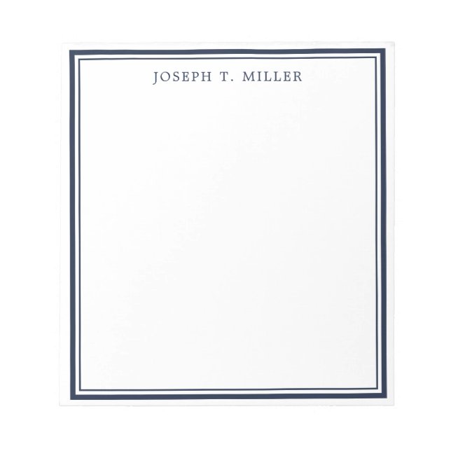 Professional Navy Blue Personalized Name Template Notepad (Front)