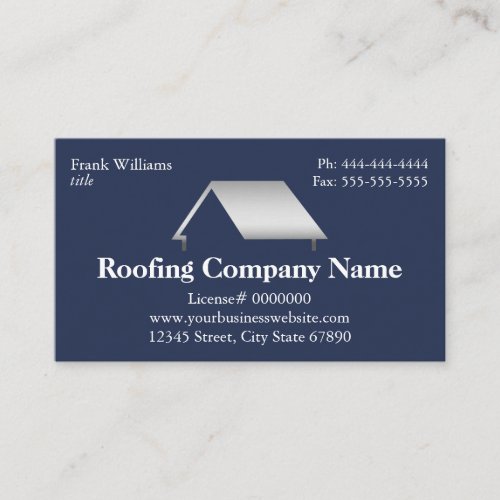 Professional Navy Blue Roofing Company Business Card