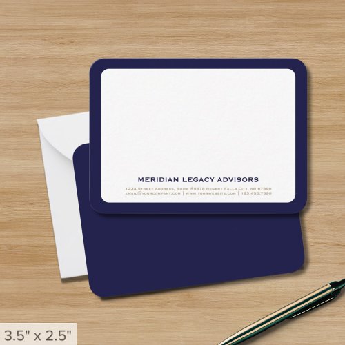 Professional Navy Blue Typographic Business Note Card