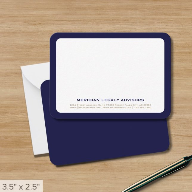 Professional Navy Blue Typographic Business Note Card (Creator Uploaded)