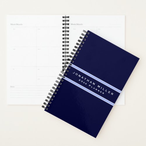 Professional Navy Blue with Stripes  Name  Year Planner