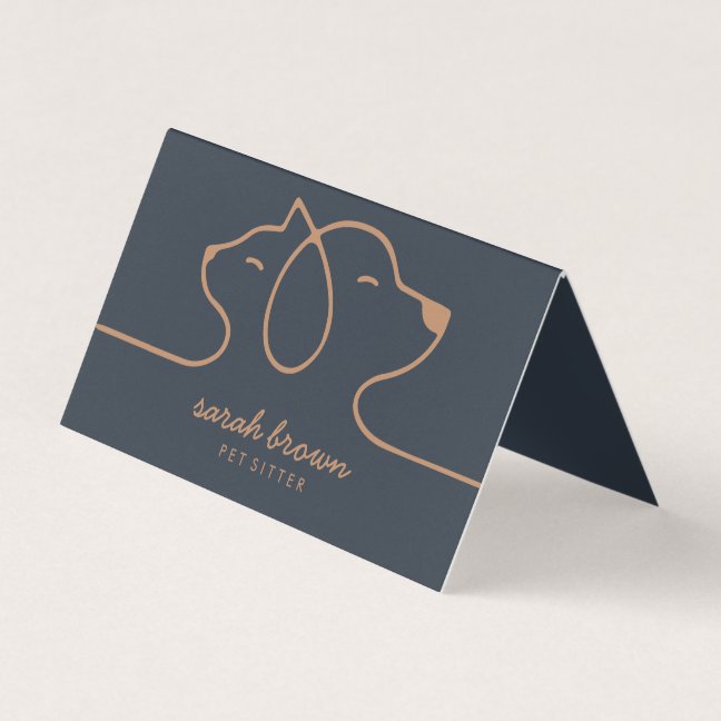 Professional Navy & Brown Pet Business Card