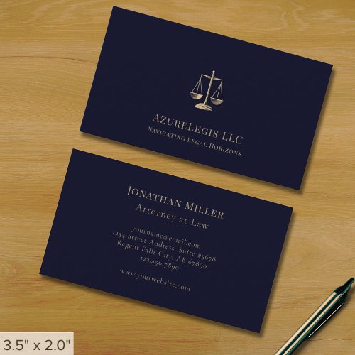 Professional Navy Gold Justice Scale Business Card