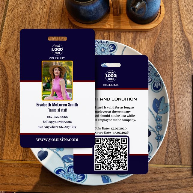 Professional Navy Security Badge: Photo & Company  Badge (Professional Navy Security Badge: Photo & Company Logo)