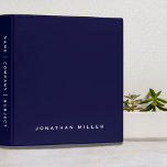 Professional Navy White Custom Name 3 Ring Binder<br><div class="desc">Modern professional binder features a minimal design in a navy blue and white color palette. Custom name presented in the lower third in stylish simple font and custom name, company or subject on the spine. Shown with a custom name on the front in traditional typography, this personalized business binder is...</div>