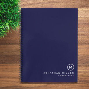 Professional Navy & White Monogram Initial Notebook