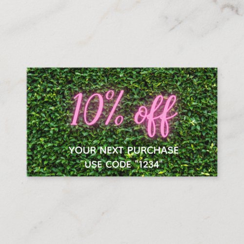 Professional Neon Grass Wall 10 Off Discount Card