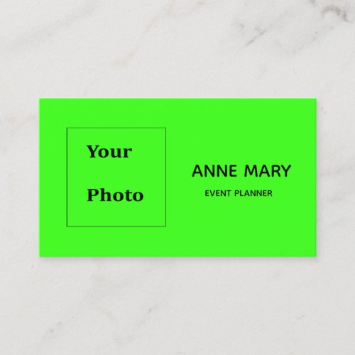 Professional Neon Green Colorful Photo Template Business Card