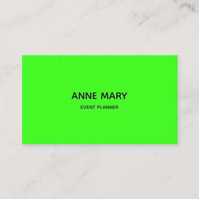 Professional Neon Green Modern Colorful Bright Business Card (Front)