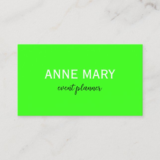 Professional Neon Green Modern Colorful Bright Business Card (Front)