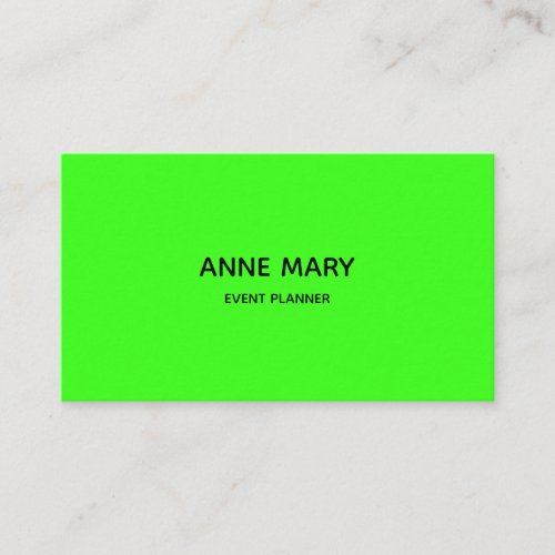 Professional Neon Green Modern Colorful Event Plan Business Card