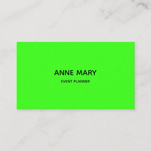 Professional Neon Green Modern Colorful Event Plan Business Card (Front)