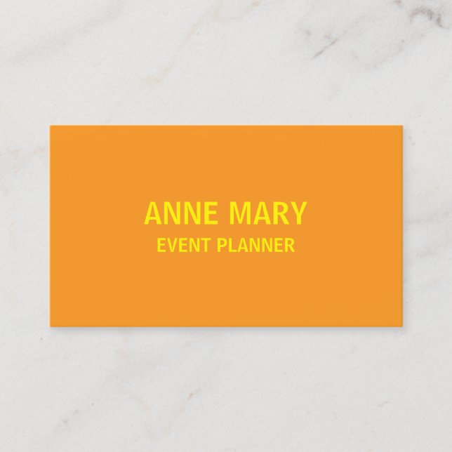 Professional Neon Orange Yellow Colorful Modern Business Card (Front)