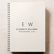 Professional Neutral Monogram Business Initial Notebook