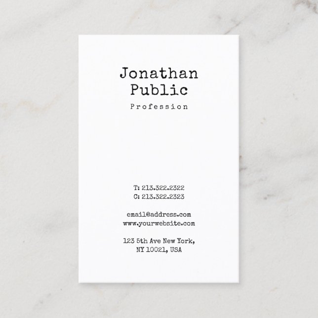Professional Nostalgic Design Clean Plain Retro Business Card (Front)