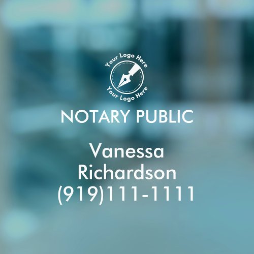 Professional Notary Business Logo Company Contact  Window Cling