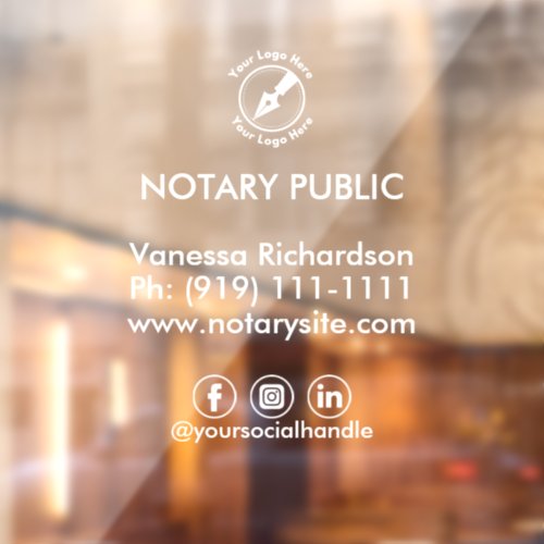 Professional Notary Business Logo Company Contact  Window Cling