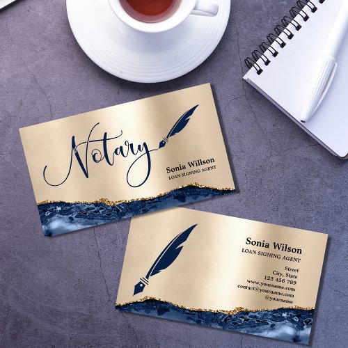 Professional Notary Loan Signing Agent Black Gold  Business Card