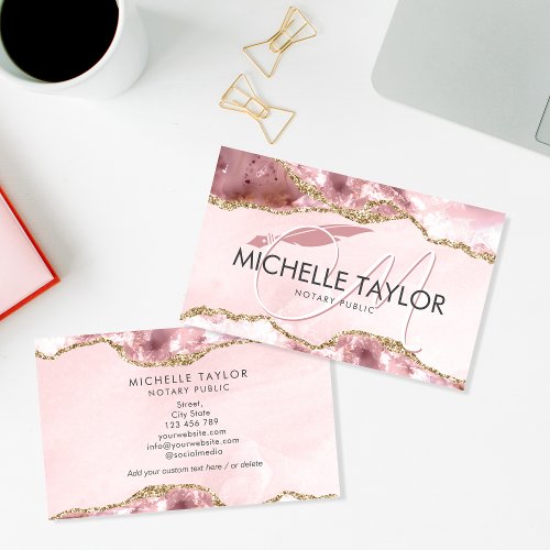 Professional Notary Modern Monogram Typography Business Card