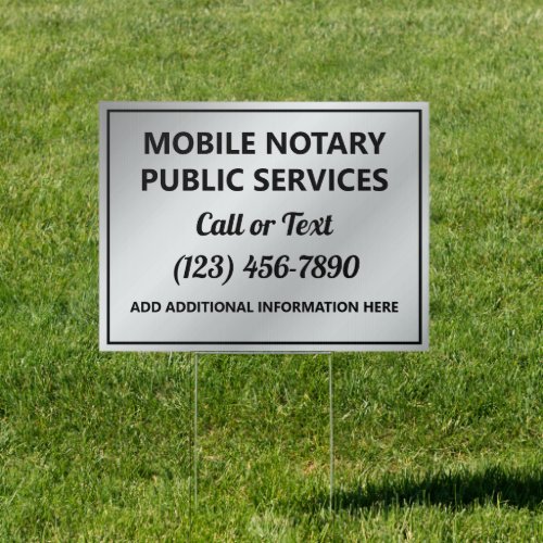 Professional Notary Public Advertisement Lawn Sign