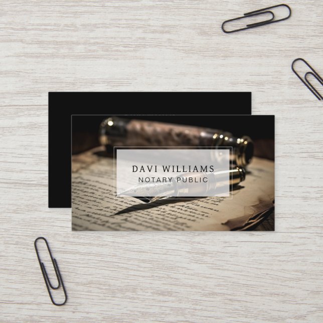 Professional Notary Public Business Card (Front/Back In Situ)