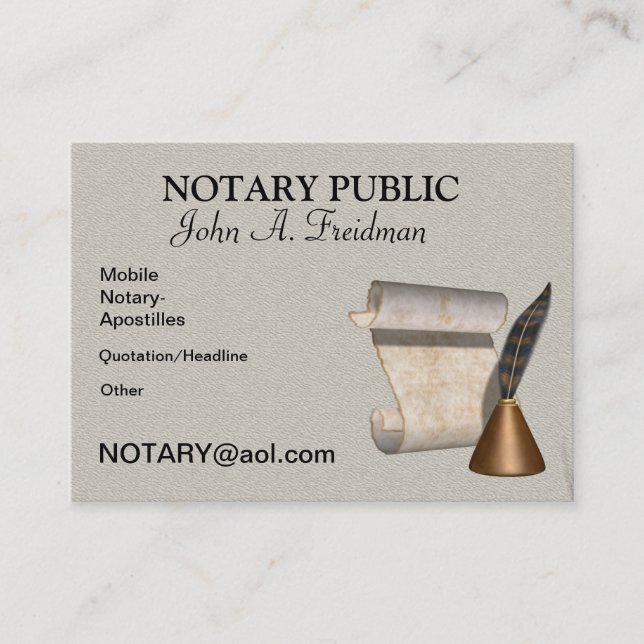 PROFESSIONAL NOTARY PUBLIC Business Card (Front)