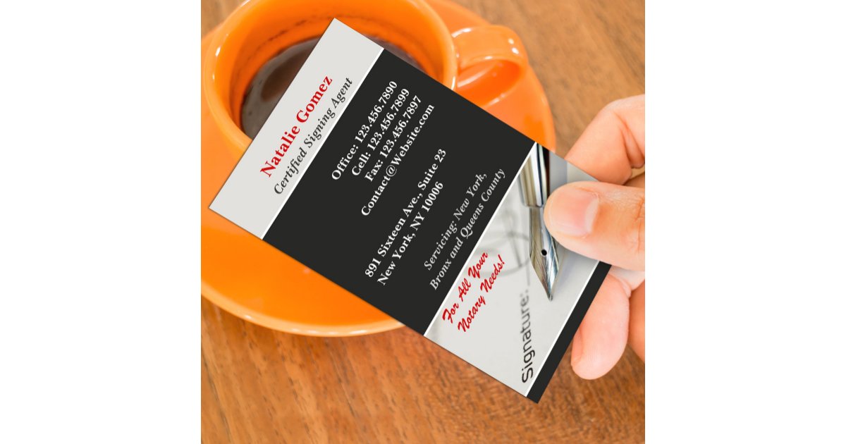 Professional Notary Public Business Card Template Zazzle
