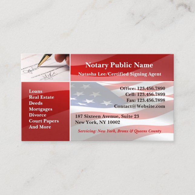 Professional Notary Public Business Card Template (Front)