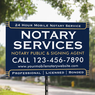 Professional Notary Public Navy Marketing Yard Sign