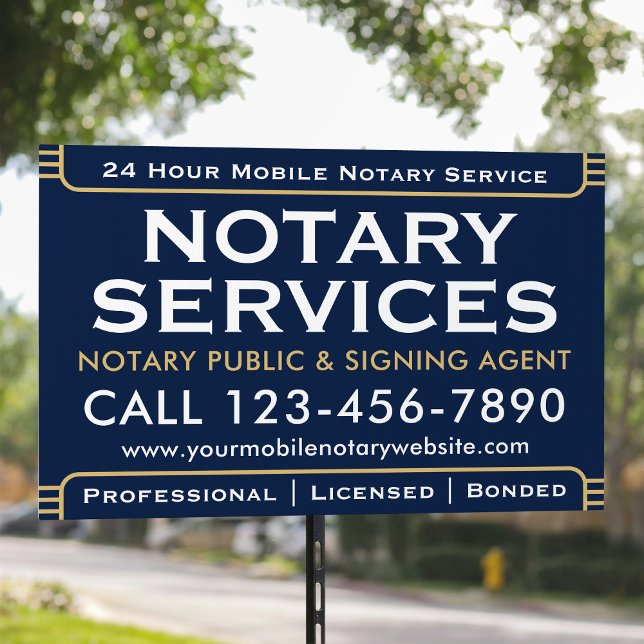 Professional Notary Public Navy Marketing Yard Sign (Creator Uploaded)