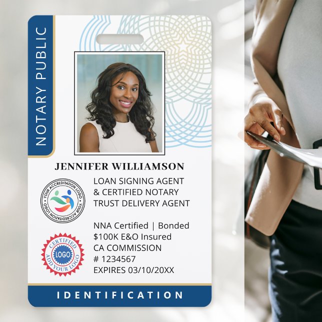 Professional Notary Public Photo QR Code ID Blue Badge (Creator Uploaded)