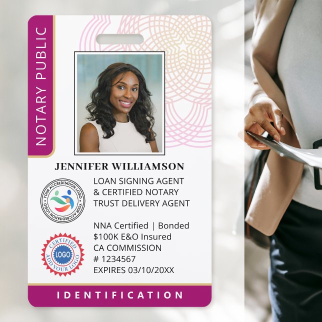 Professional Notary Public Photo QR Code Magenta Badge (Creator Uploaded)