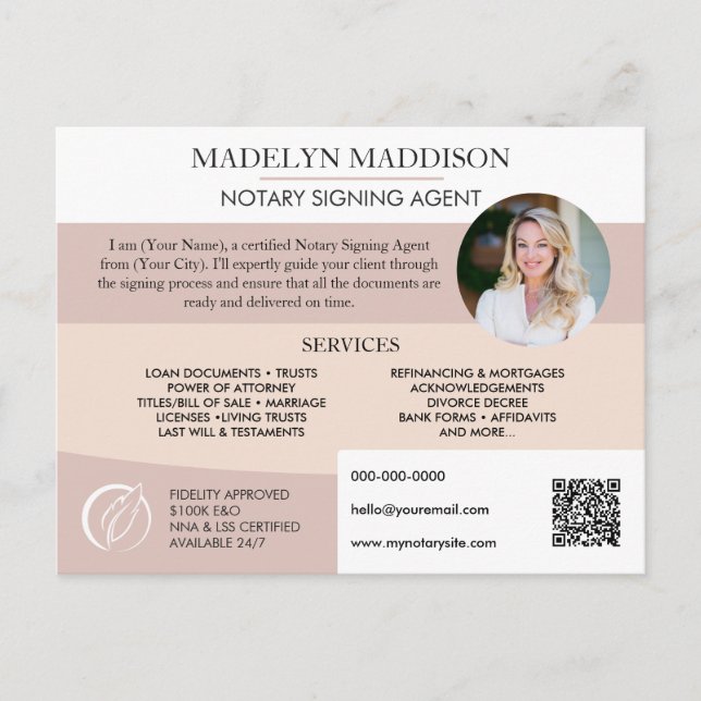 Professional Notary Service Marketing Promotional  Postcard (Front)