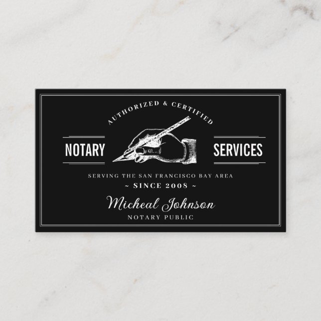 Professional Notary Services QR Code Customizable Business Card (Front)