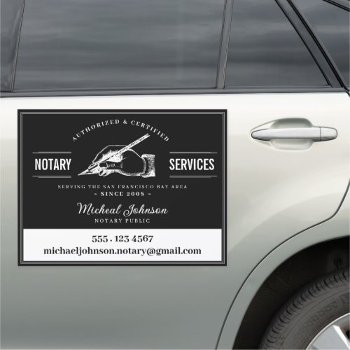Professional Notary Services Vintage Black Custom Car Magnet