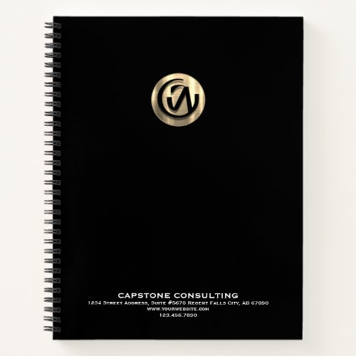 Professional Notebook with Brushed Gold Logo