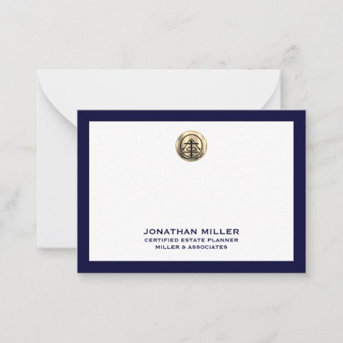 Professional Notecard Classic Navy with Gold Logo