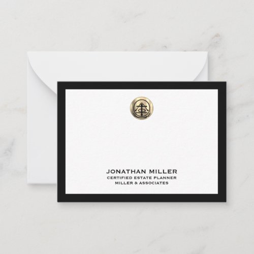 Professional Notecard with Black Frame Gold Logo