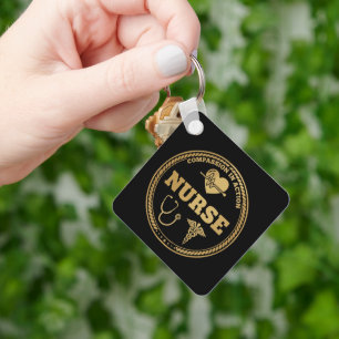 Professional Nurse Emblem Compassion in Action Keychain