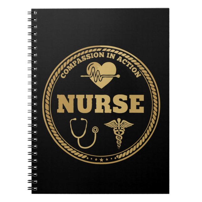 Professional Nurse Emblem | Compassion in Action  Notebook (Front)