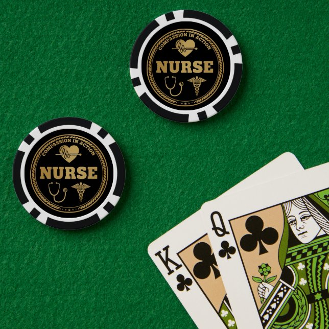 Professional Nurse Emblem | Compassion in Action  Poker Chips (Poker Table (Double))
