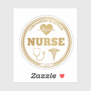 Professional Nurse Emblem Compassion in Action Sticker